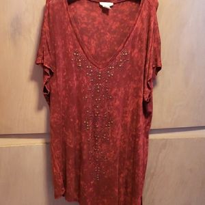 Deep Red Studded Tunic